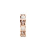 Pre-Owned Bvlgari Serpenti Viper Thick Band Ring in 18K Rose Gold Set with Pavé Diamonds and White Mother-of-Pearl Elements - Image 2