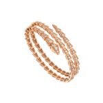 Pre-Owned Bvlgari Serpenti Viper Two-Coil 18K Rose Gold Full Pavé Diamond Bracelet
