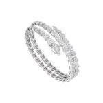 Pre-Owned Bvlgari Serpenti Viper Two-Coil 18K White Gold Full Pavé Diamond Bracelet
