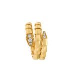 Pre-Owned Bvlgari Serpenti Viper Two-Coil Ring in 18K Yellow Gold Set with Pavé Diamonds - Image 2