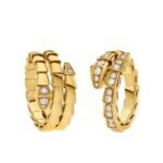 Pre-Owned Bvlgari Serpenti Viper Two-Coil Ring in 18K Yellow Gold Set with Pavé Diamonds - Image 3
