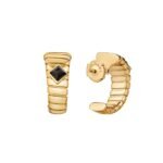 Pre-Owned Bvlgari Tubogas 18K Yellow Gold Hoop Earrings with Black Onyx Studs - Image 3