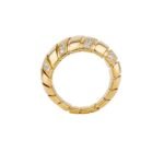 Pre-Owned Bvlgari Tubogas Ring in 18K Yellow Gold Set with Pavé Diamonds