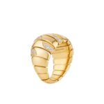 Pre-Owned Bvlgari Tubogas Ring in 18K Yellow Gold Set with Pavé Diamonds - Image 3