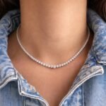 14K Gold 17 Inches 5.63ctw VS1 Clarity Lab Diamond 3 Prong Graduated Tennis Necklace - Image 3