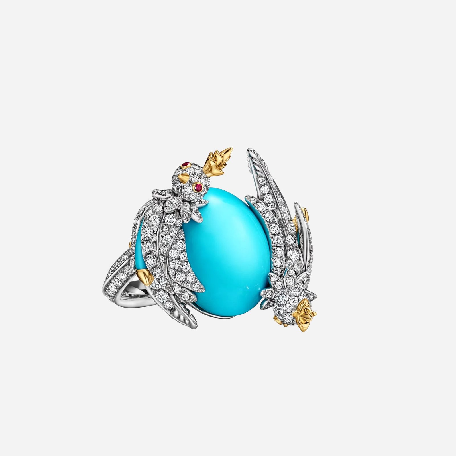 Pre-Owned Bird on a Rock by Tiffany Wrap Ring in Platinum and 18K Gold with Turquoise and Diamonds (1) Pre-Owned Bird on a Rock by Tiffany Wrap Ring in Platinum and 18K Gold with Turquoise and Diamonds