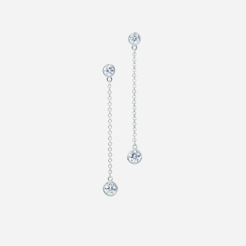 Pre-Owned Elsa Peretti® Diamonds by the Yard® Drop Earrings in Platinum with Round Brilliant Diamonds