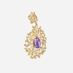 Pre-Owned Paloma Picasso® Olive Leaf Amethyst Earrings in 18K Yellow Gold with Diamonds - Image 3