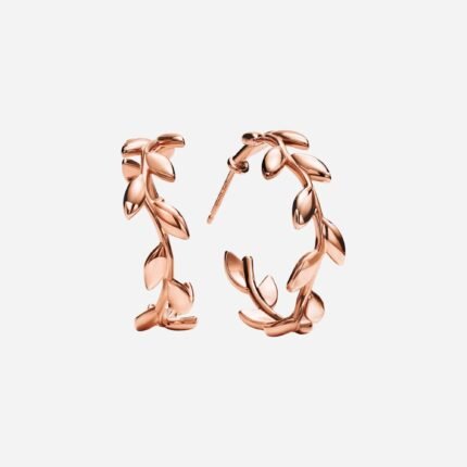 Pre-Owned Paloma Picasso® Olive Leaf Hoop Earrings in 18K Rose Gold