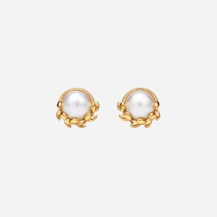 Pre-Owned Paloma Picasso® Olive Leaf Stud Earrings in 18K Yellow Gold with Pearls