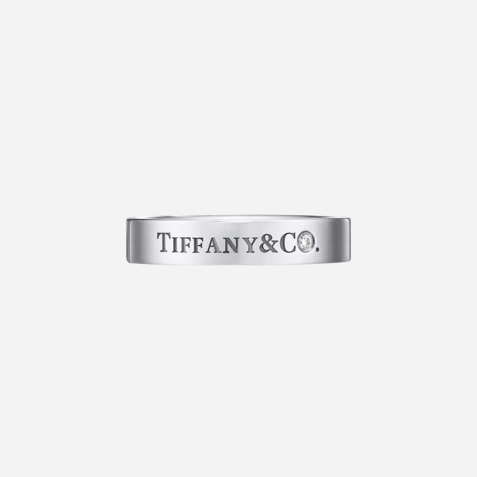 Pre-Owned T&CO.® Band Ring in Platinum with a Diamond (2) Pre-Owned T&CO.® Band Ring in Platinum with a Diamond