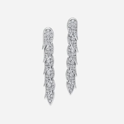 Pre-Owned Tiffany Bird on a Rock Wings Drop Earrings in Platinum with Diamonds