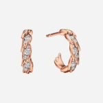 Pre-Owned Tiffany Bird on a Rock Wings Hoop Earrings in 18K Rose Gold with Diamonds