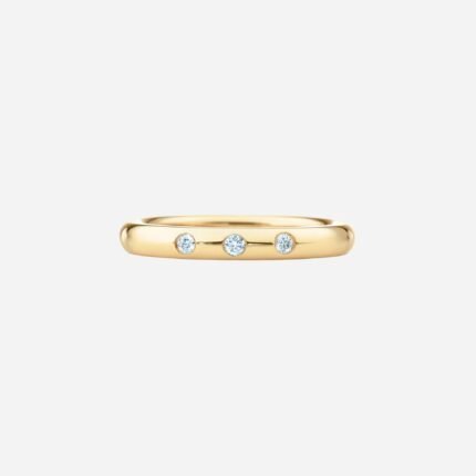 Pre-Owned Tiffany & Co. Elsa Peretti® Stacking Band Ring in 18K Gold with Round Brilliant Diamonds