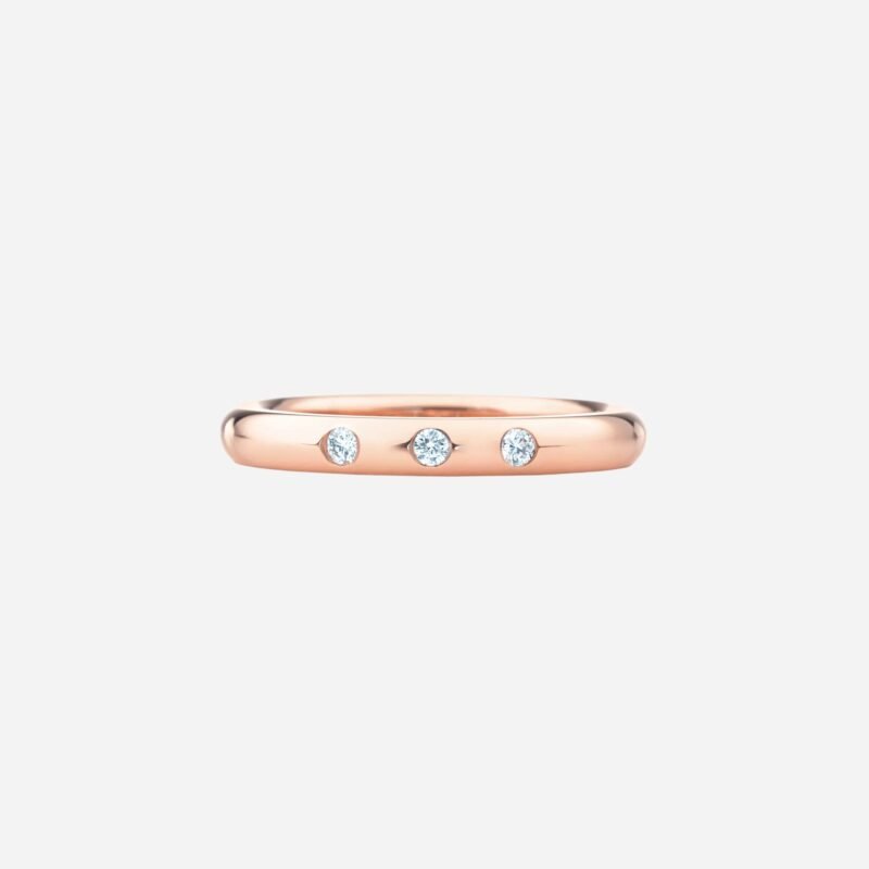 Pre-Owned Tiffany & Co. Elsa Peretti® Stacking Band Ring in 18K Rose Gold with Round Brilliant Diamonds
