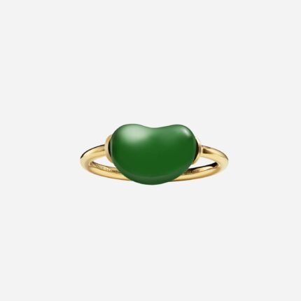 Pre-Owned Tiffany & Co. Elsa Peretti® Bean® Design Ring in 18K Yellow Gold with Green Nephrite Jade
