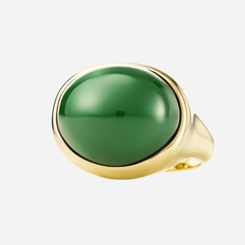 Pre-Owned Tiffany & Co. Elsa Peretti® Cabochon Ring in 18K Yellow Gold with Green Nephrite Jade