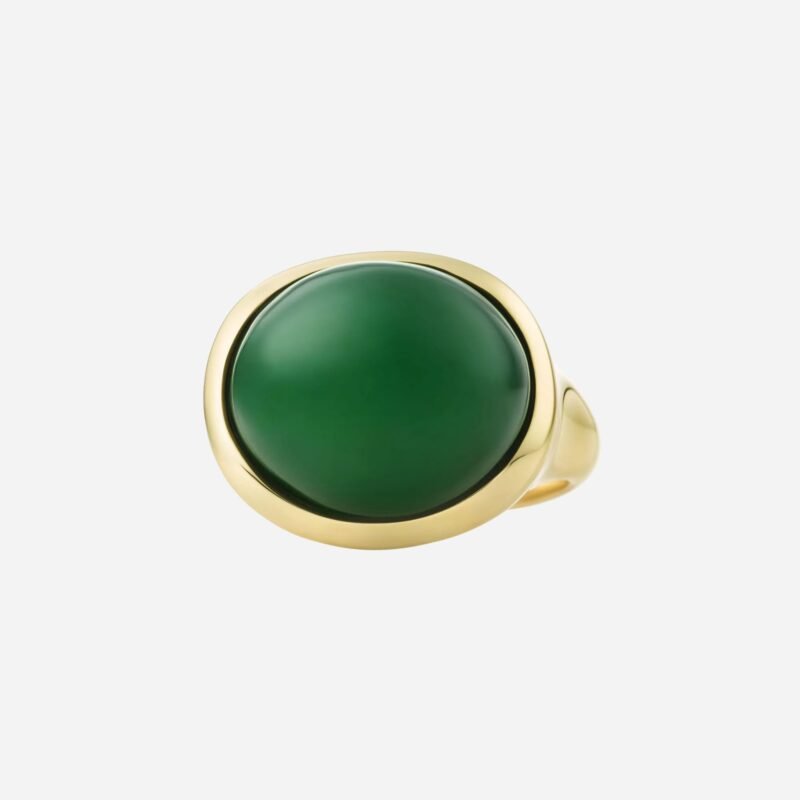 Pre-Owned Tiffany & Co. Elsa Peretti® Cabochon Ring in 18K Yellow Gold with Green Nephrite Jade