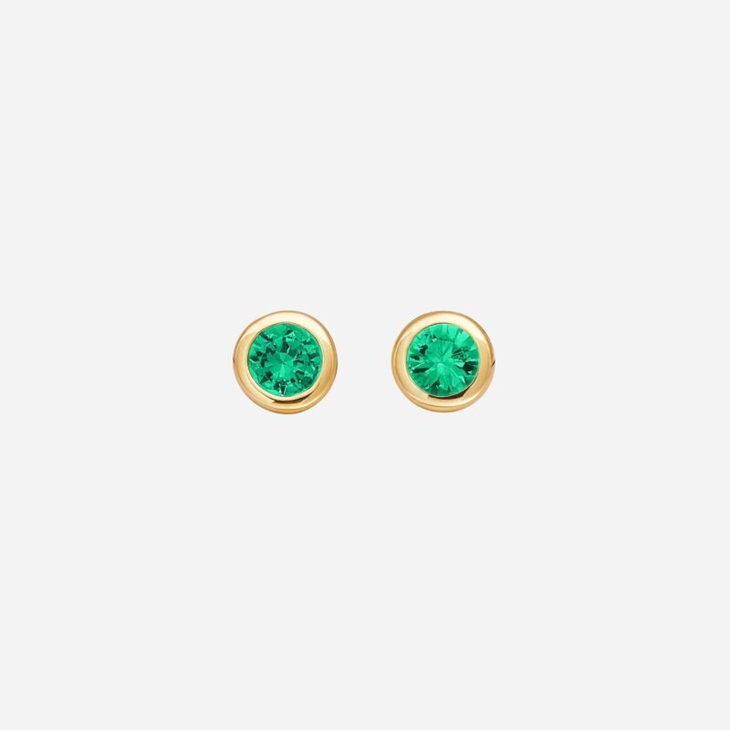 Pre-Owned Tiffany & Co. Elsa Peretti® Color by the Yard Earrings in 18K Yellow Gold with Round Emeralds