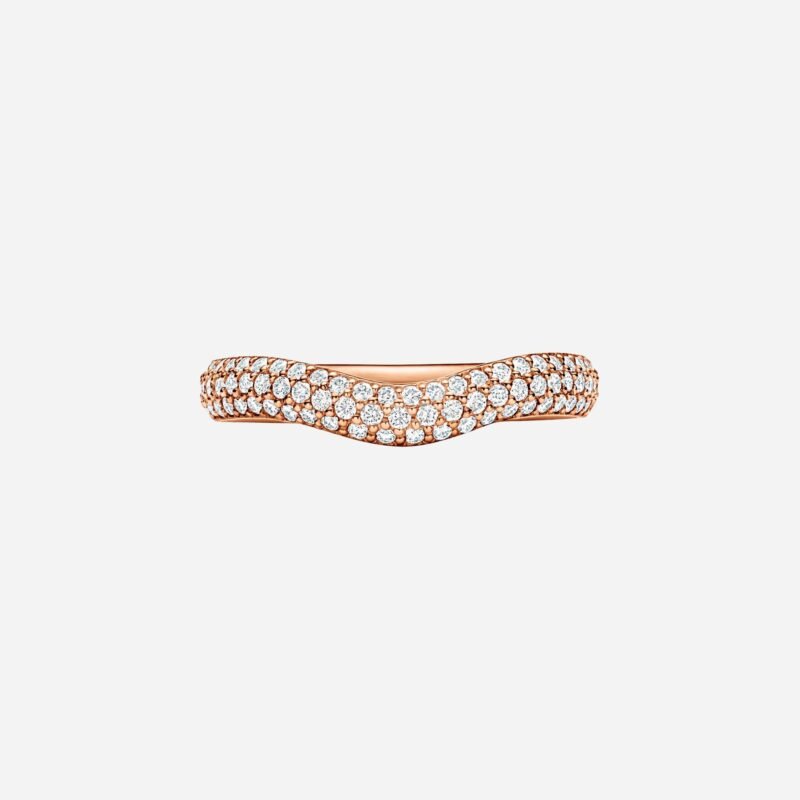 Pre-Owned Tiffany & Co. Elsa Peretti® Curved Band Ring in 18K Rose Gold with Pavé Diamonds