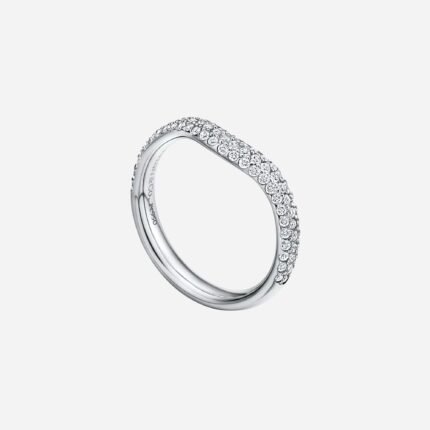 Pre-Owned Tiffany & Co. Elsa Peretti® Curved Band Ring in Platinum with Pavé Diamonds