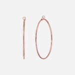 Pre-Owned Tiffany & Co. Elsa Peretti® Diamond Hoop Earrings in 18K Rose Gold with Round Brilliant Diamonds, Medium, 0.10 Carat Total Weight