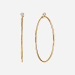 Pre-Owned Tiffany & Co. Elsa Peretti® Diamond Hoop Earrings in 18K Yellow Gold with Round Brilliant Diamonds, Medium, 0.10 Carat Total Weight
