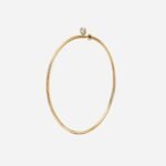 Pre-Owned Tiffany & Co. Elsa Peretti® Diamond Hoop Earrings in 18K Yellow Gold with Round Brilliant Diamonds, Medium, 0.10 Carat Total Weight - Image 2