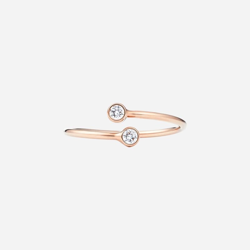 Pre-Owned Tiffany & Co. Elsa Peretti® Diamond Hoop Ring in 18K Rose Gold with Round Brilliant Diamonds