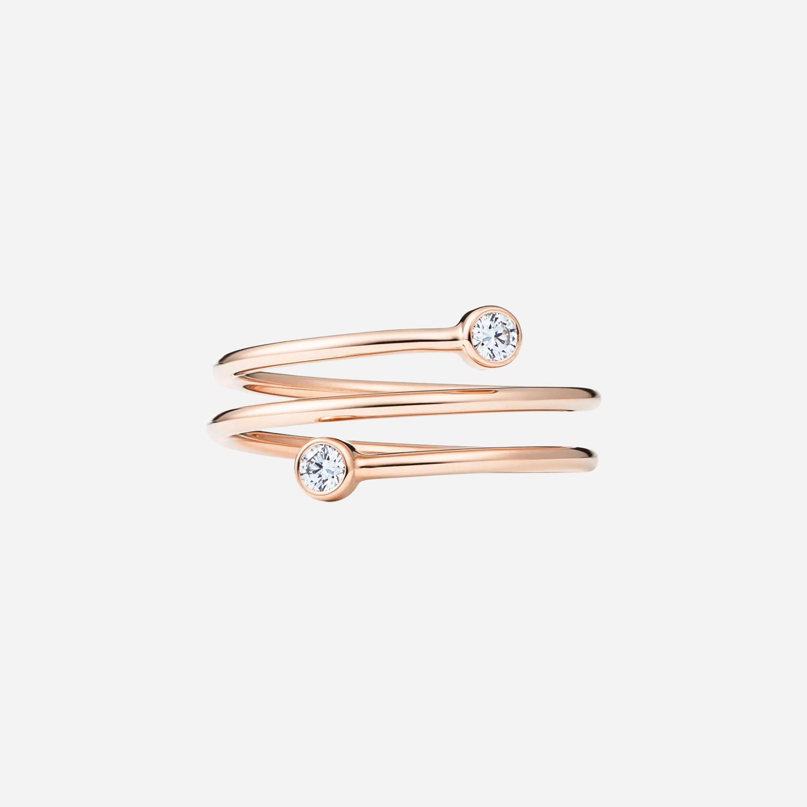 Pre-Owned Tiffany & Co. Elsa Peretti® Diamond Hoop Ring in 18K Rose Gold with Two Round Brilliant Diamonds (1) Pre-Owned Tiffany & Co. Elsa Peretti® Diamond Hoop Ring in 18K Rose Gold with Two Round Brilliant Diamonds