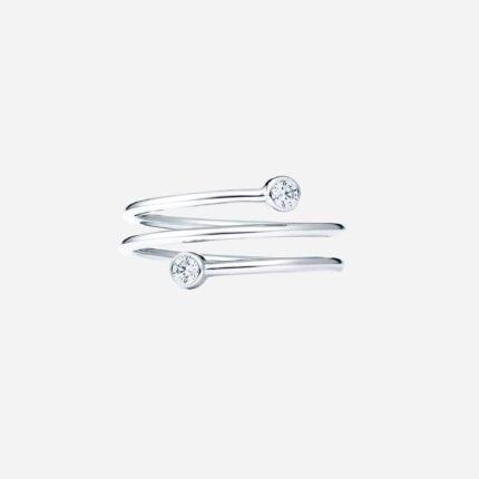 Pre-Owned Tiffany & Co. Elsa Peretti® Diamond Hoop Ring in Platinum with Two Round Brilliant Diamonds