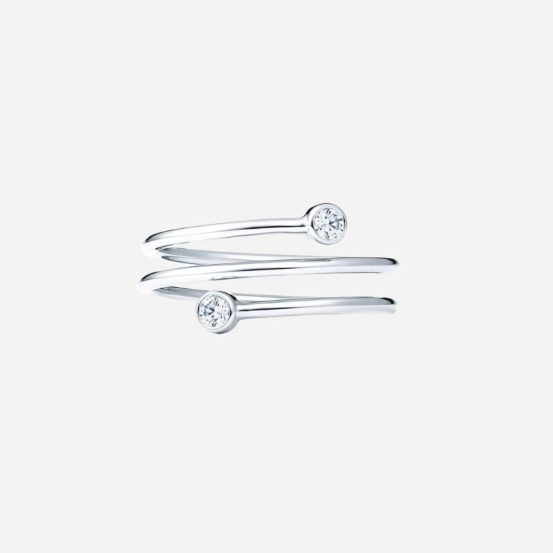 Pre-Owned Tiffany & Co. Elsa Peretti® Diamond Hoop Ring in Platinum with Two Round Brilliant Diamonds