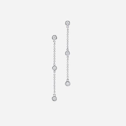 Pre-Owned Tiffany & Co. Elsa Peretti® Diamonds by the Yard® Drop Earrings in Platinum with Bezel-Set Diamonds