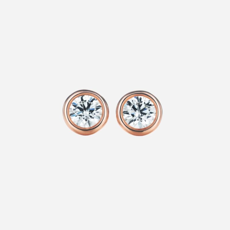 Pre-Owned Tiffany & Co. Elsa Peretti® Diamonds by the Yard® Earrings in 18K Rose Gold with Bezel-Set Round Brilliant Diamonds
