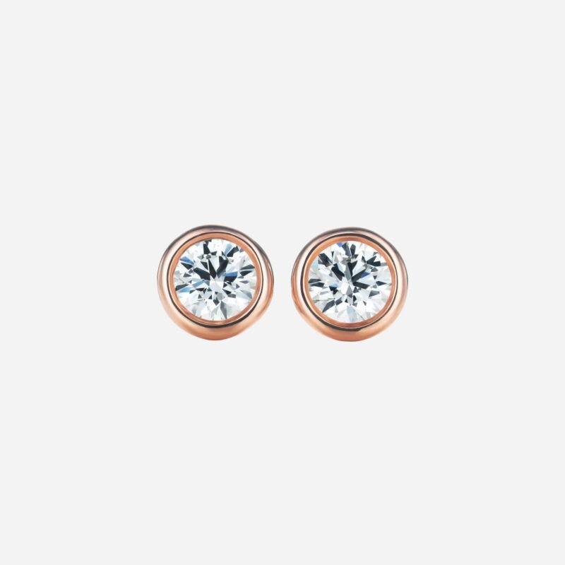 Pre-Owned Tiffany & Co. Elsa Peretti® Diamonds by the Yard® Earrings in 18K Rose Gold with Bezel-Set Round Brilliant Diamonds