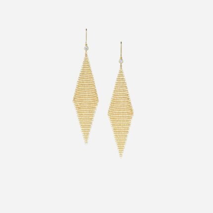 Pre-Owned Tiffany & Co. Elsa Peretti® Mesh Earrings in 18K Yellow Gold with Round Brilliant Diamonds, Small, 3", 0.10 Carat Total Weight