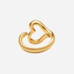 Pre-Owned Tiffany & Co. Elsa Peretti® Open Heart Ring in 18K Yellow Gold with Pavé Diamonds - Image 3