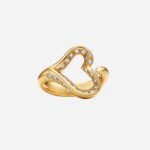 Pre-Owned Tiffany & Co. Elsa Peretti® Open Heart Ring in 18K Yellow Gold with Pavé Diamonds - Image 2