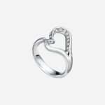 Pre-Owned Tiffany & Co. Elsa Peretti® Open Heart Ring in Platinum with Pavé Diamonds