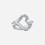 Pre-Owned Tiffany & Co. Elsa Peretti® Open Heart Ring in Platinum with Pavé Diamonds - Image 3