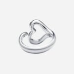 Pre-Owned Tiffany & Co. Elsa Peretti® Open Heart Ring in Platinum with Pavé Diamonds - Image 2