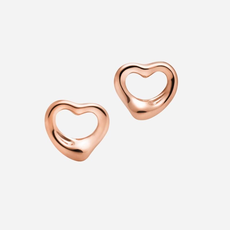 Pre-Owned Tiffany & Co. Elsa Peretti® Open Heart Stud Earrings in 18K Rose Gold, 11 mm