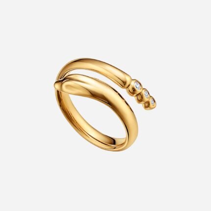 Pre-Owned Tiffany & Co. Elsa Peretti® Snake Ring in 18K Yellow Gold with Diamonds