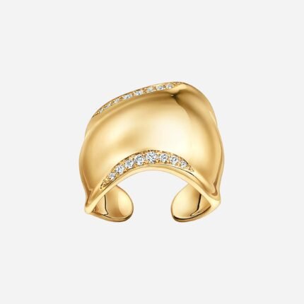 Pre-Owned Tiffany & Co. Elsa Peretti® Bone Ring in 18K Yellow Gold with Diamonds