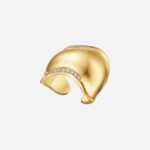 Pre-Owned Tiffany & Co. Elsa Peretti® Bone Ring in 18K Yellow Gold with Diamonds - Image 3