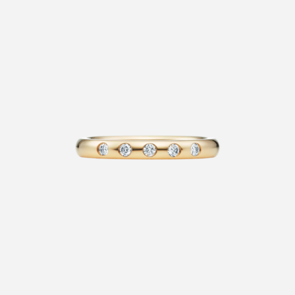 Pre-Owned Tiffany & Co. Elsa Peretti® Stacking Band Ring in 18K Gold with Round Brilliant Diamonds