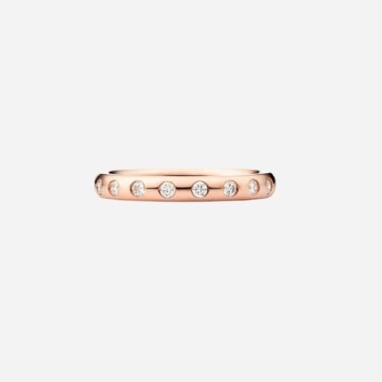 Pre-Owned Tiffany & Co. Elsa Peretti® Stacking Band Ring in 18K Rose Gold with Eight Round Brilliant Diamonds