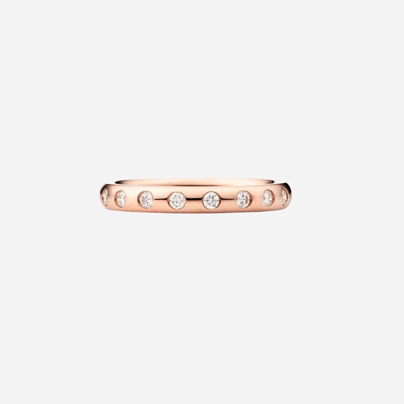 Pre-Owned Tiffany & Co. Elsa Peretti® Stacking Band Ring in 18K Rose Gold with Eight Round Brilliant Diamonds