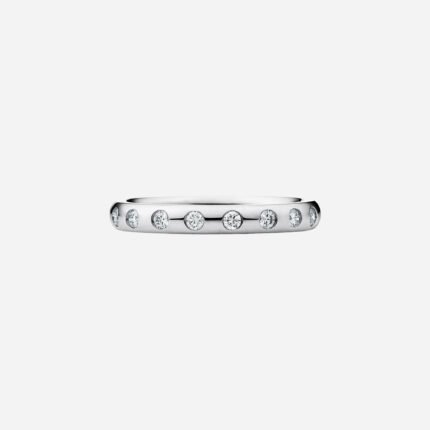Pre-Owned Tiffany & Co. Elsa Peretti® Stacking Band Ring in Platinum with Eight Round Brilliant Diamonds