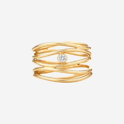 Pre-Owned Tiffany & Co. Elsa Peretti® Wave Five-Row Diamond Ring in 18K Gold with Round Brilliant Diamond